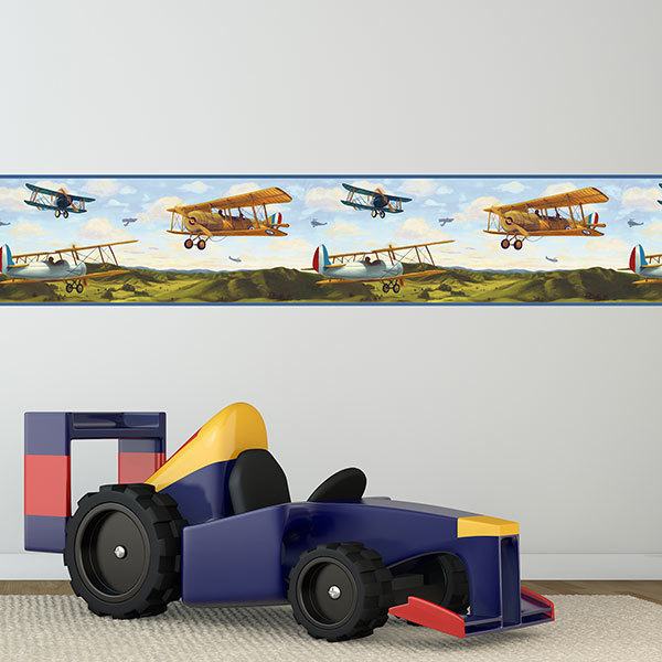 Stickers for Kids: Wall Border French airplanes