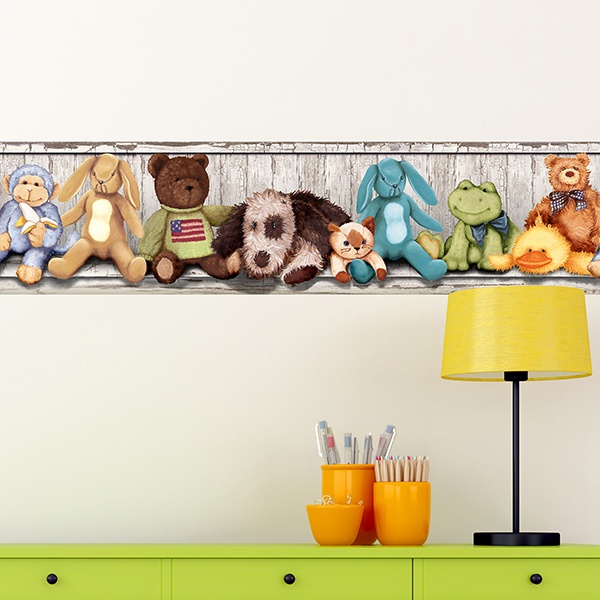 Stickers for Kids: Wall Border Stuffed animals on the shelf