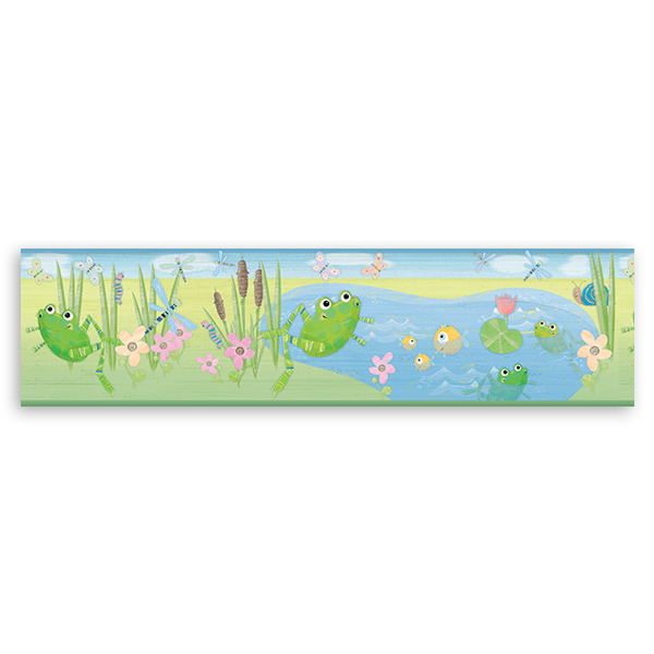 Stickers for Kids: Wall border for children's bethroom Frogs Pond