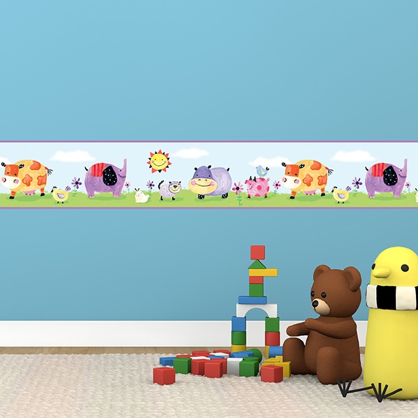 Stickers for Kids: Wall Border Colorful Animals