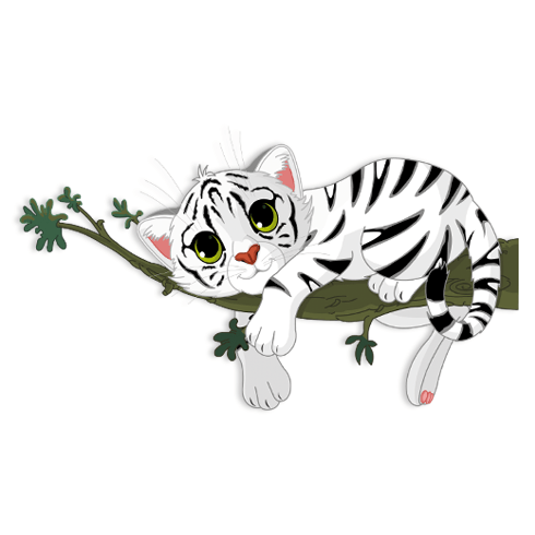 Stickers for Kids: White tiger cub on a branch