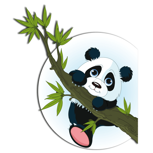 Stickers for Kids: Panda bear climbing