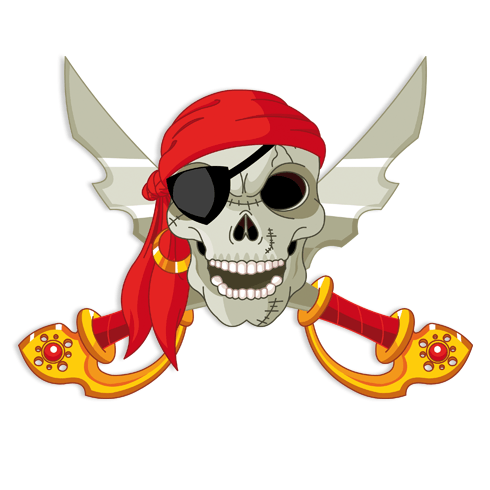 Stickers for Kids: Pirate skull in colour