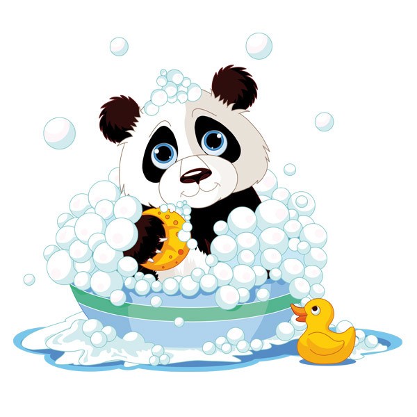 Stickers for Kids: Panda in the bathtub