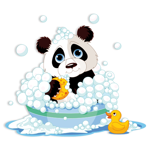 Stickers for Kids: Panda in the bathtub