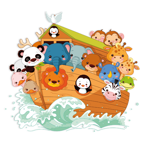 Stickers for Kids: The ark of Noah sailing