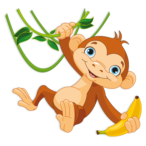 Stickers for Kids: Monkey hung with a banana