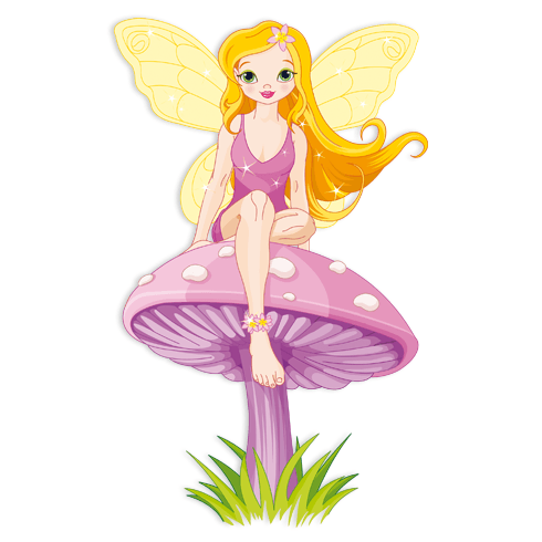 Stickers for Kids: Fairy Sitting on Mushroom 2