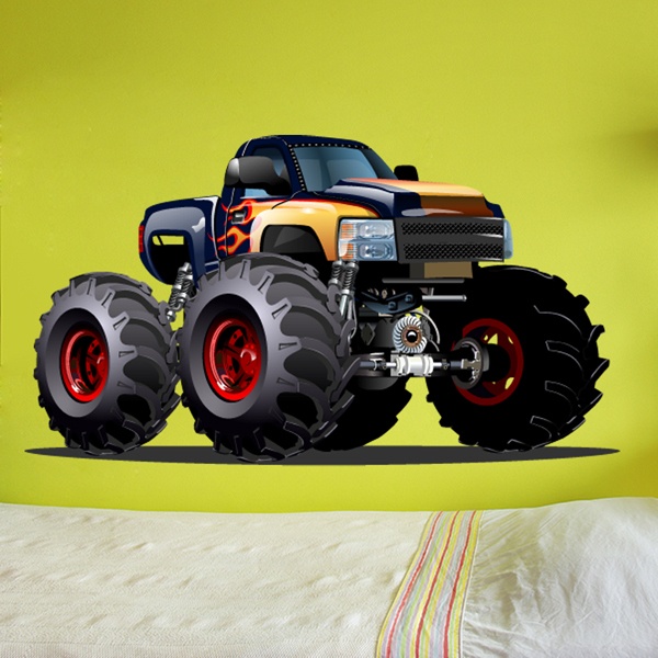Stickers for Kids: Monster Truck dark blue and orange