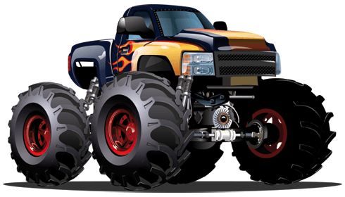 Stickers for Kids: Monster Truck dark blue and orange