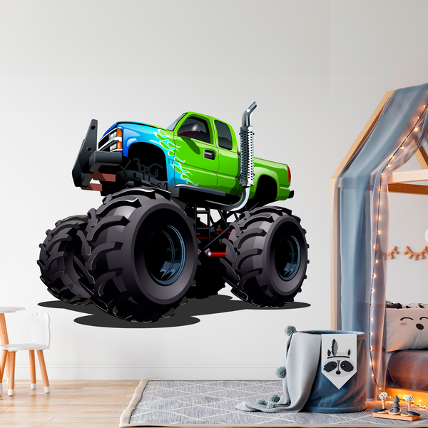Stickers for Kids: Monster Truck green and blue