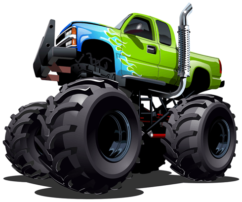Stickers for Kids: Monster Truck green and blue