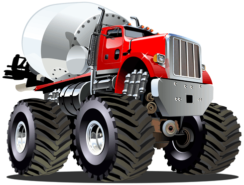 Stickers for Kids: Monster Truck Concrete mixer