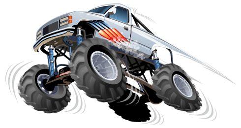 Stickers for Kids: Monster Truck white with jump