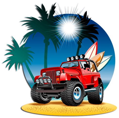 Stickers for Kids: All-terrain on the beach