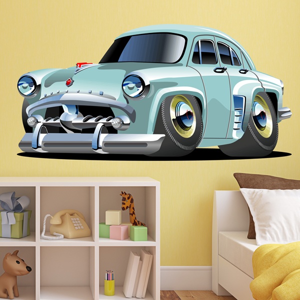 Stickers for Kids: Classic light blue car