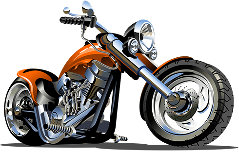 Stickers for Kids: Orange Chopper Motorcycle