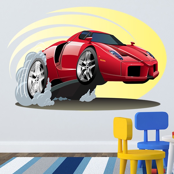 Stickers for Kids: Sports car accelerating