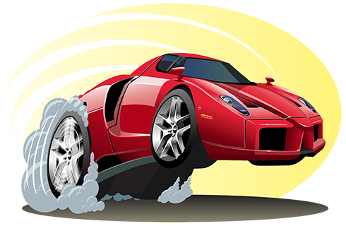 Stickers for Kids: Sports car accelerating