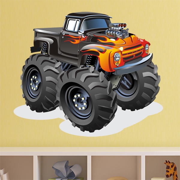 Stickers for Kids: Monster Truck ranchera fire