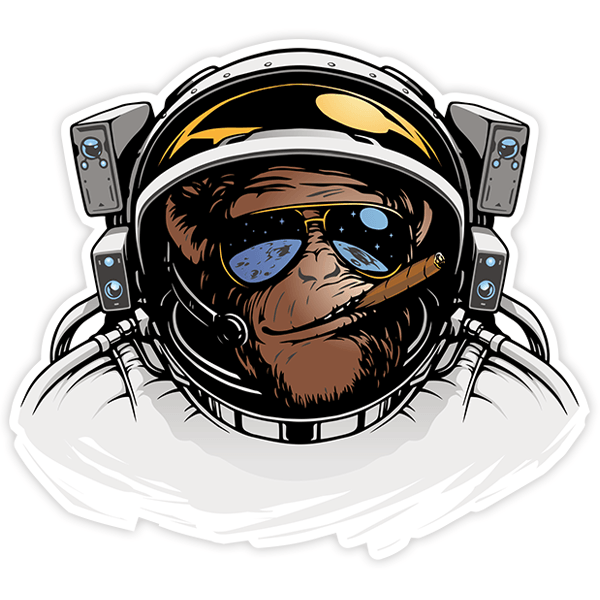 Car & Motorbike Stickers: Monkey with space suit