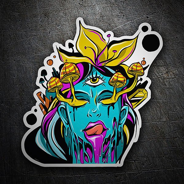 Car & Motorbike Stickers: The girl with the hallucinogenic mushrooms