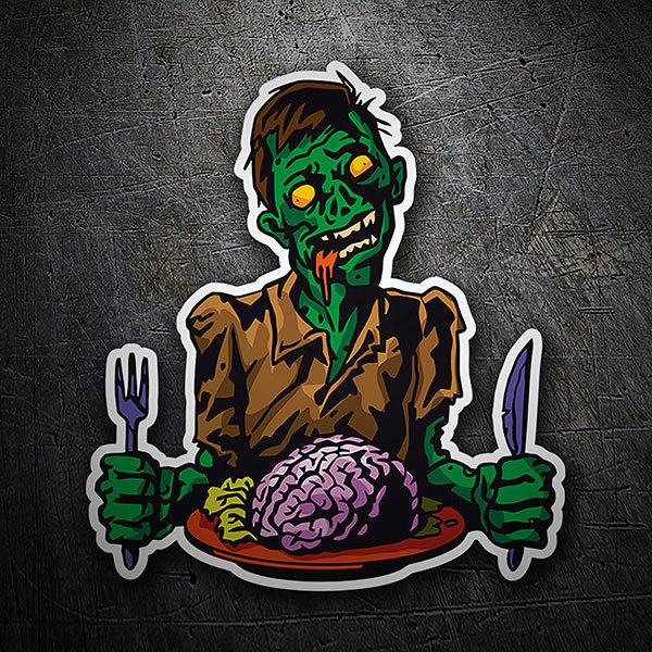 Sticker Zombie eating brain