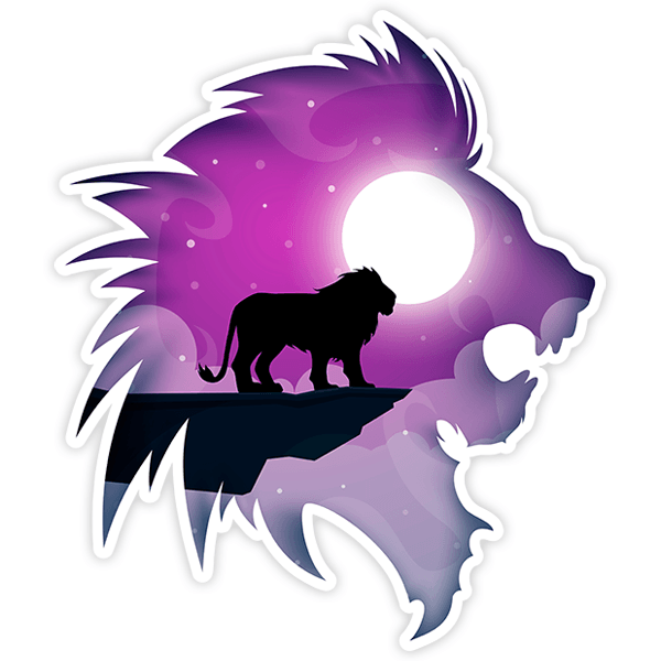 Car & Motorbike Stickers: Silhouette of lion with landscape