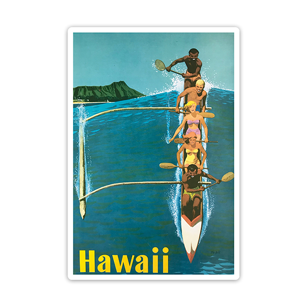 Car & Motorbike Stickers: Canoe in the sea of Hawaii