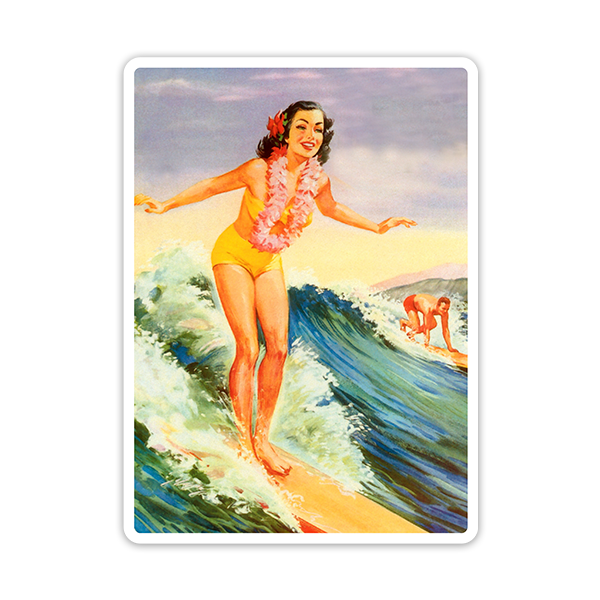 Car & Motorbike Stickers: Young girl surfing in Hawaii