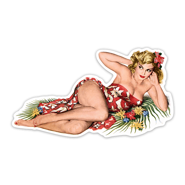 Car & Motorbike Stickers: Girl Pin Up Hawaiana