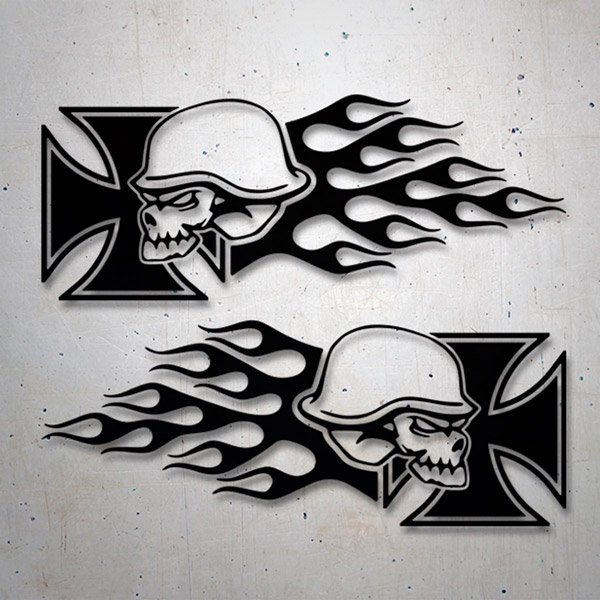Car & Motorbike Stickers: Iron Cross, Skulls and Flames