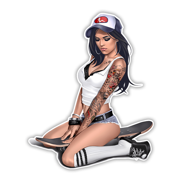 Car & Motorbike Stickers: Pin Up skate girl