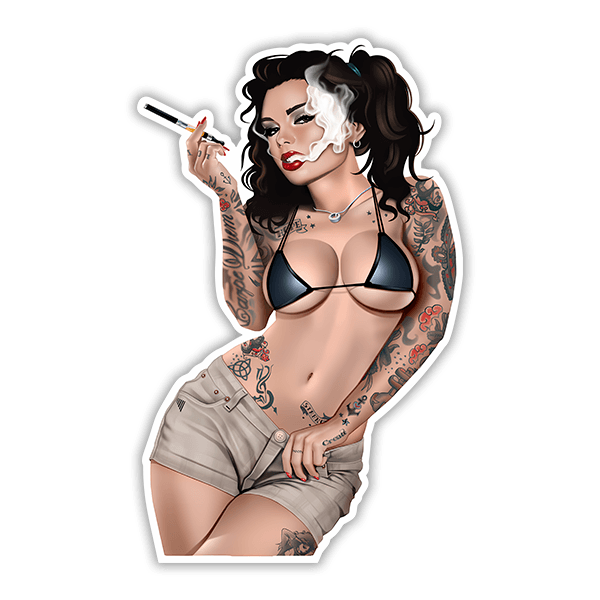 Car & Motorbike Stickers: Pin Up girl smoking