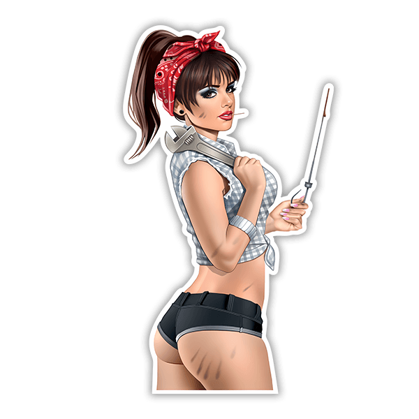 Car & Motorbike Stickers: Mechanical Pin Up Girl