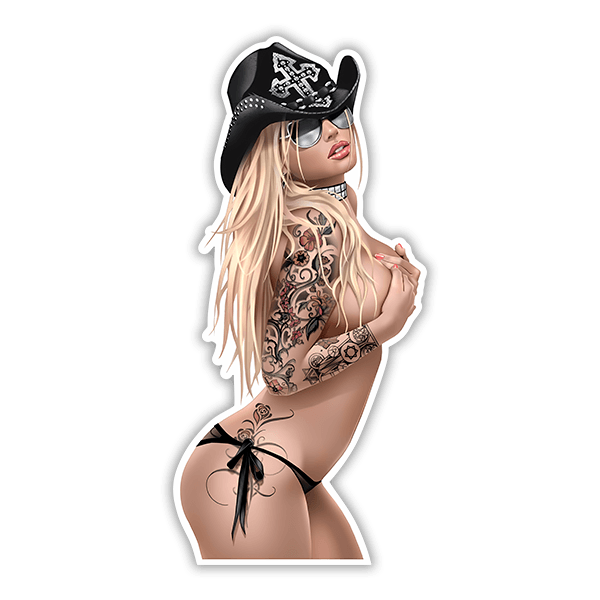 Car & Motorbike Stickers: Pin Up Cowboy Girl