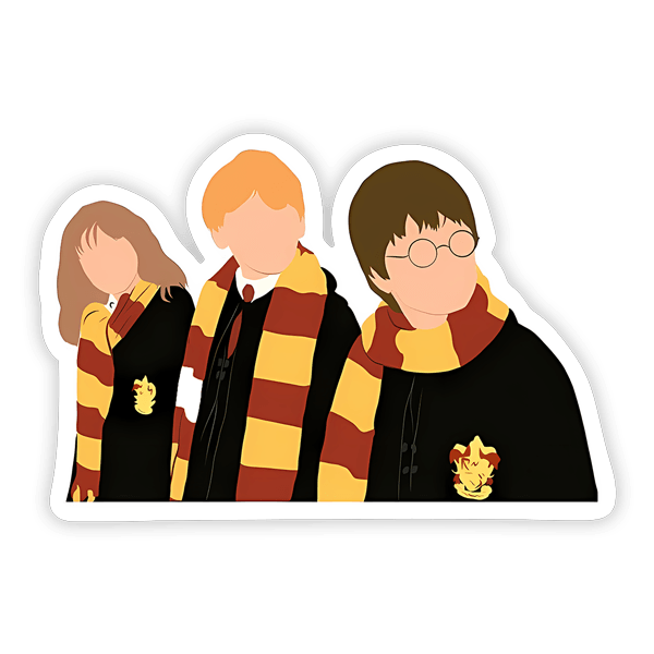 Car & Motorbike Stickers: Harry, Hermione and Ron at Hogwarts