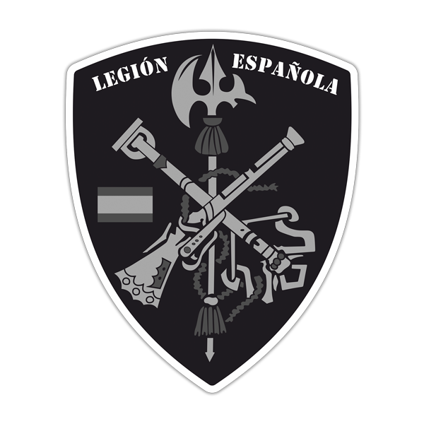 Car & Motorbike Stickers: Spanish Legion Coat of Arms black and white