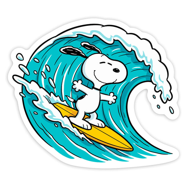 Car & Motorbike Stickers: Snoopy Surfing Wave