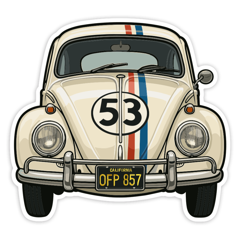 Car & Motorbike Stickers: VW Beetle Herbie Car 53