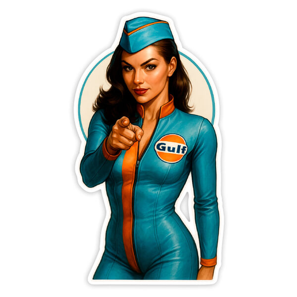 Car & Motorbike Stickers: Gulf Racing Girl Vintage