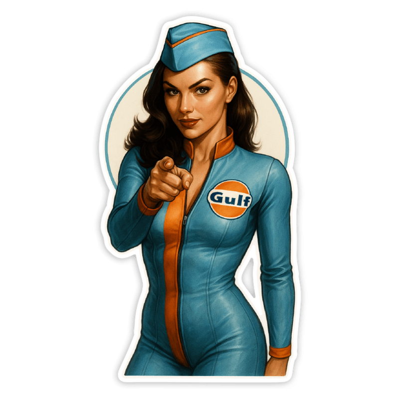 Car & Motorbike Stickers: Gulf Racing Girl Vintage