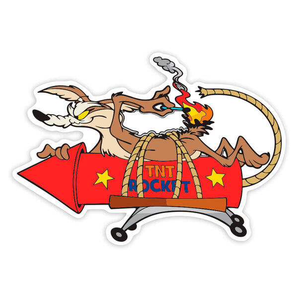 Car & Motorbike Stickers: Wile E. Coyote with TNT Rocket