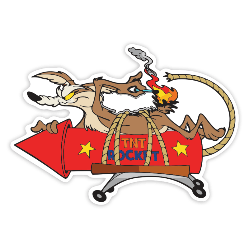 Car & Motorbike Stickers: Wile E. Coyote with TNT Rocket