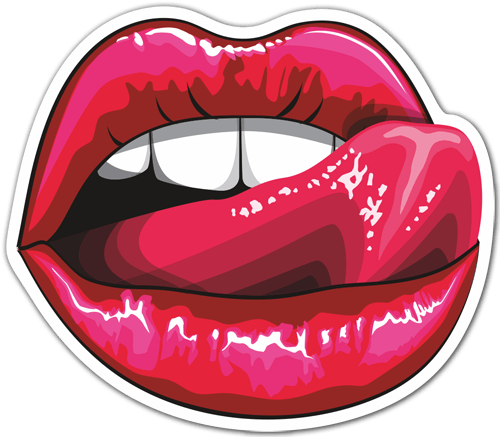 Car & Motorbike Stickers: Licking red lips