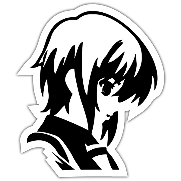 Car & Motorbike Stickers: Black and white anime girl