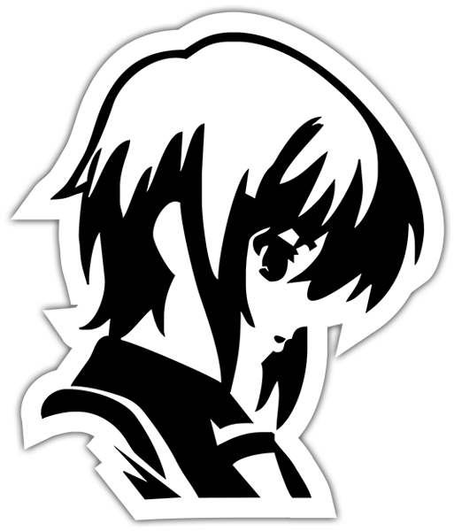 Car & Motorbike Stickers: Black and white anime girl