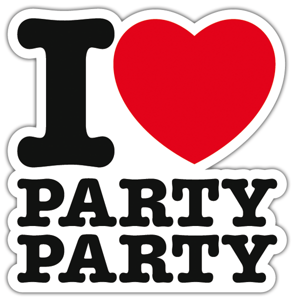 Car & Motorbike Stickers: I love party