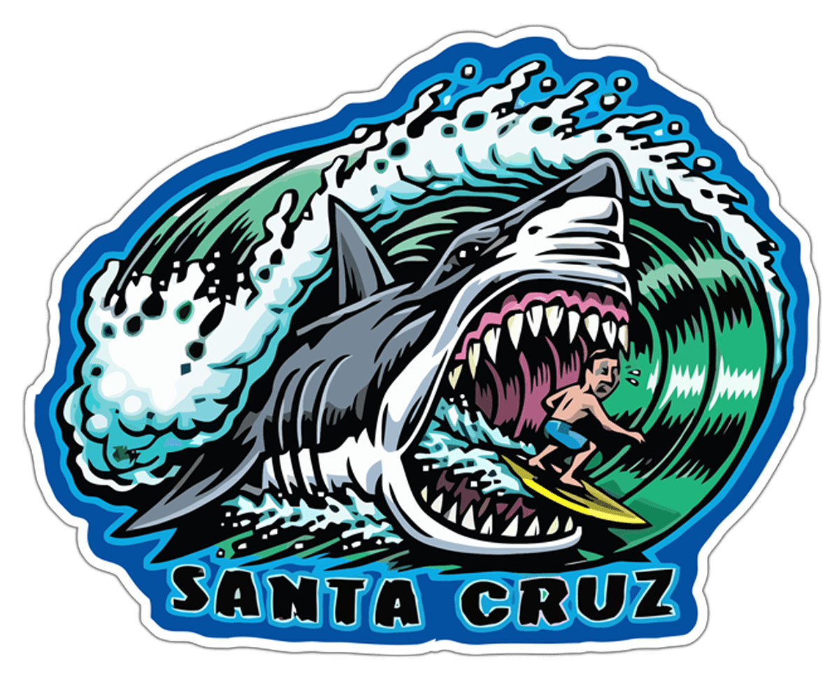 Car & Motorbike Stickers: Surfer and shark Santa Cruz
