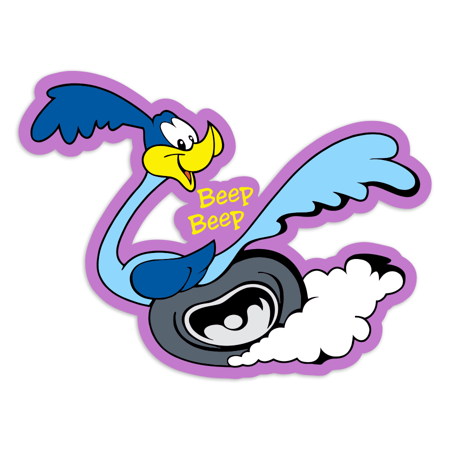Car & Motorbike Stickers: Road Runner Left Wheel Beep